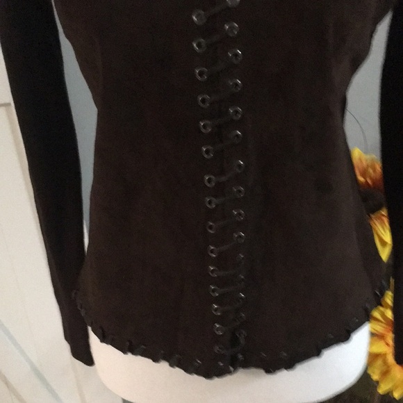 La Cite’ Suede Mock Neck Top/Sweater. Large - Picture 3 of 9